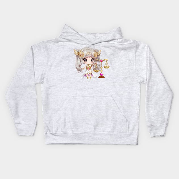 Libra Chibi Zodiac Anime Girl Kids Hoodie by peachycrossing